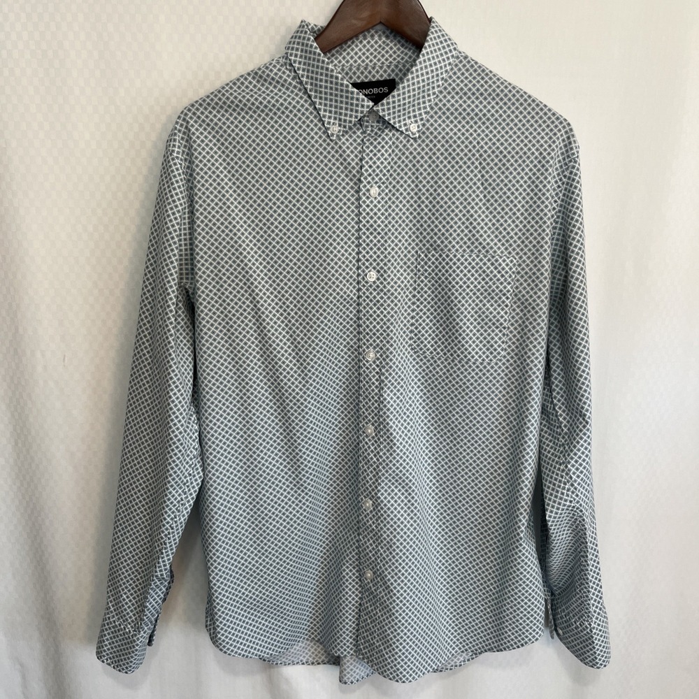 Bonobos Mens Slim Fit  Stretch Button Down Shirt Large blue floral